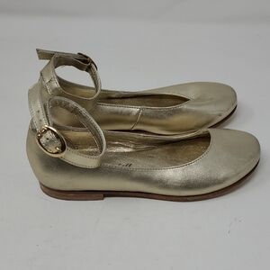Michael Pasinkoff Kids Gold Dress Shoes with Ankle Strap Made In ITALY  Girls 11